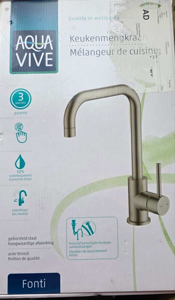 Keuken mengkraan Aqua Vive Fonti nieuw, Doe-het-zelf en Verbouw, Ophalen of Verzenden, Nieuw, Kraan