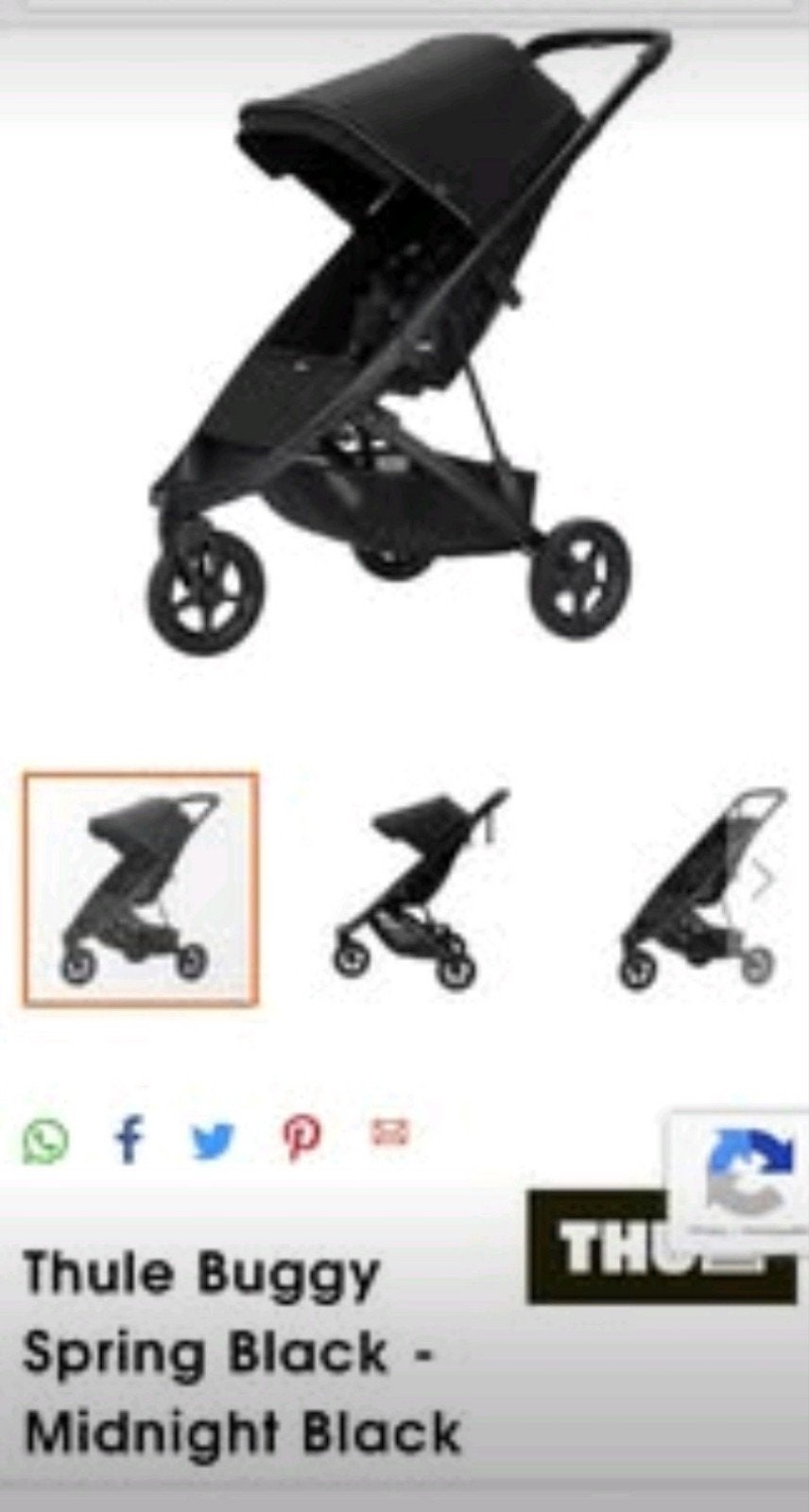 Thule Spring Buggy zwart inclusief wielen en accessoires, Ophalen, Zo goed als nieuw, Overige merken, Regenhoes