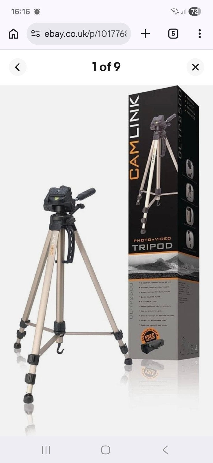 Camlink TP-2500 Statief met Balhoofd, Zo goed als nieuw, 150 tot 175 cm, Met balhoofd, Ophalen of Verzenden