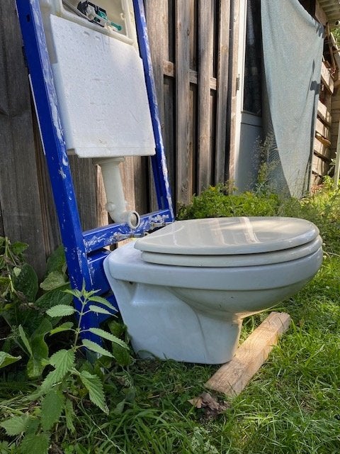 Inbouwtoilet, Doe-het-zelf en Verbouw, Sanitair, Ophalen, Gebruikt, Steen, Toilet