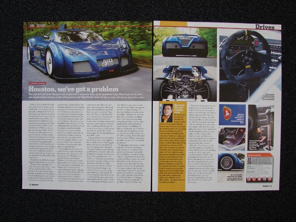Artikel Gumpert Apollo, Boeken, Ophalen of Verzenden, Zo goed als nieuw, Overige merken