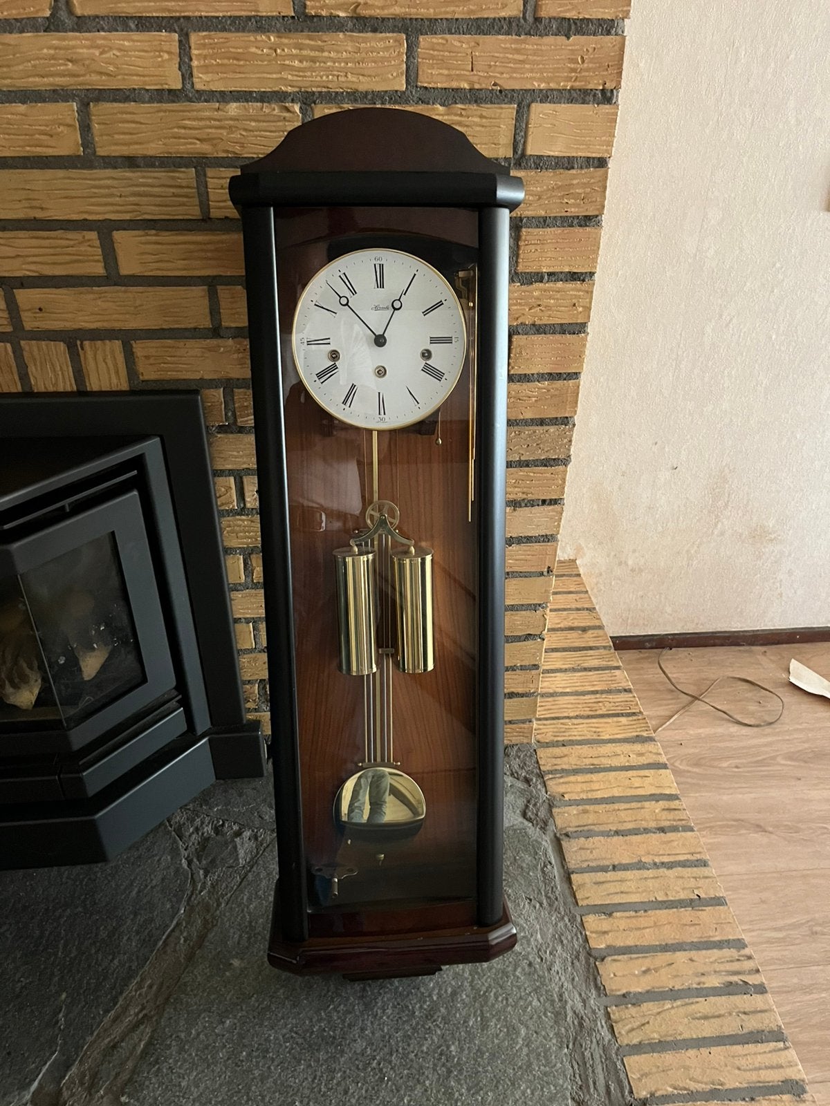 Klassieke hangende wandklok / regulateur met gewichten, Antiek en Kunst, Ophalen