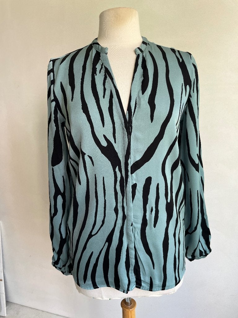 Fabienne chapot blouse maat 36 blauw zwart, Zo goed als nieuw, Fabienne Chapot, Maat 36 (S), Verzenden