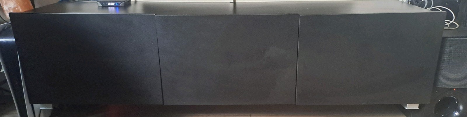 Zwart tv-meubel, Ophalen, Gebruikt, 150 tot 200 cm, Minder dan 100 cm