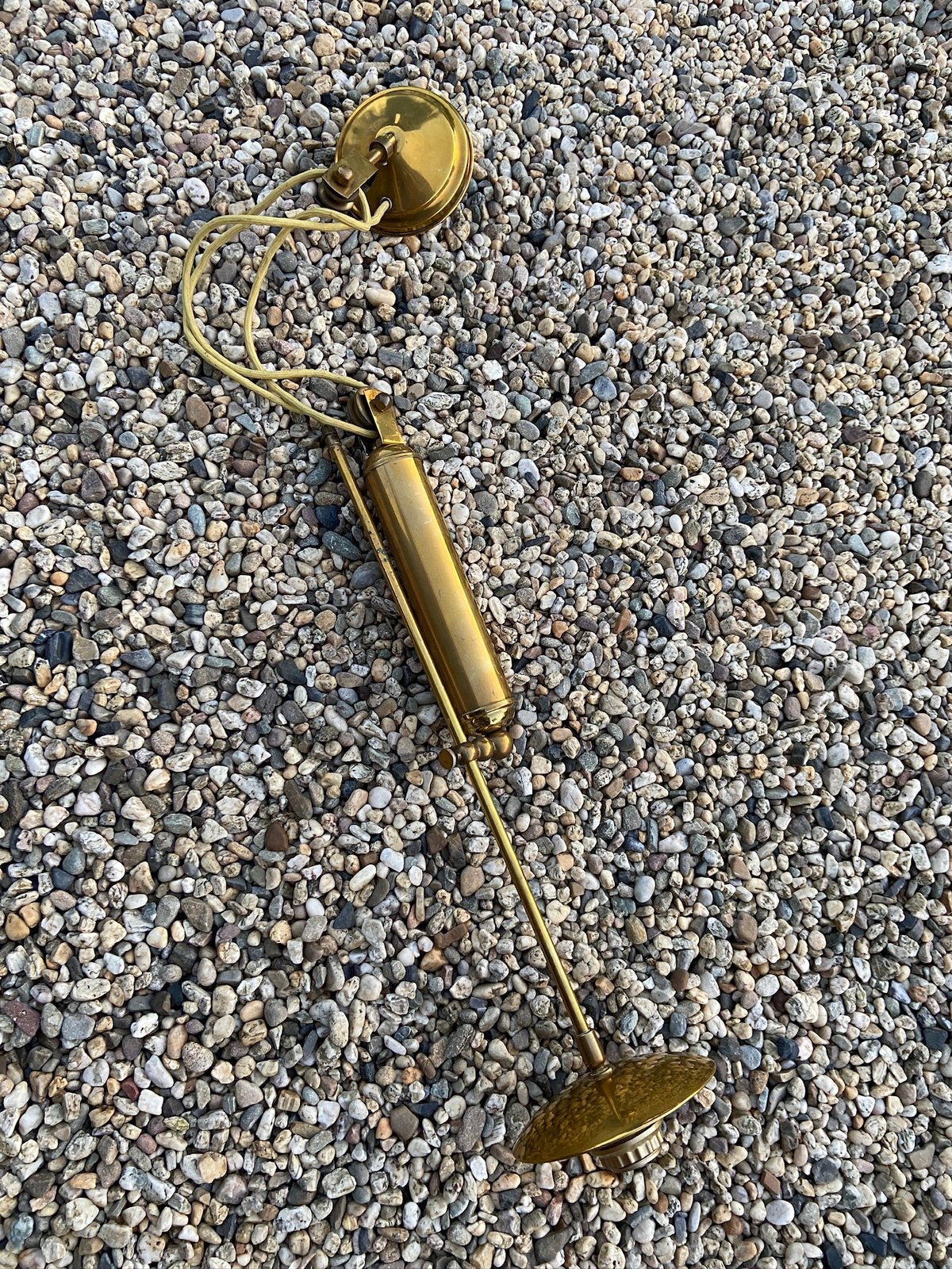 Lamp messing geelkoper katrol hanglamp oud antiek, Ophalen of Verzenden