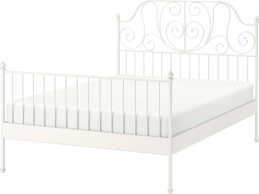Ikea LEIRVIK bedframe 160x200 cm met matras, Ophalen, Gebruikt, Wit, Tweepersoons