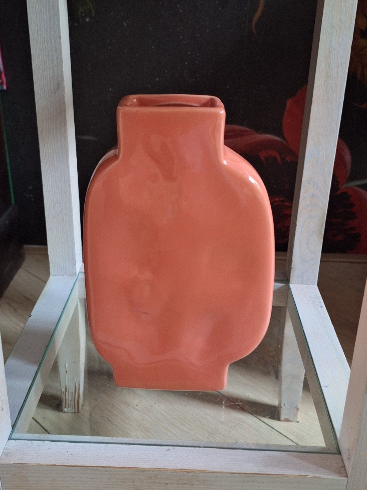Oranje vaas met unieke vorm, Ophalen, Met patroon/structuur, Oranje, Zo goed als nieuw