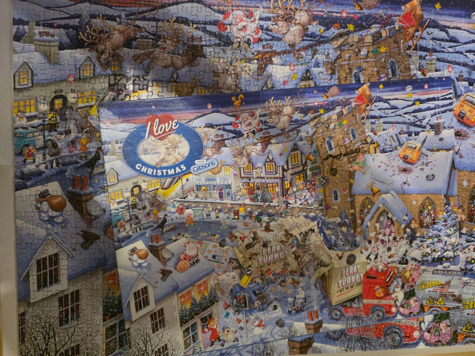 Gibson puzzel thema kerst i love christmas 1000 stukjes, Ophalen of Verzenden, 500 t/m 1500 stukjes, Zo goed als nieuw, Legpuzzel