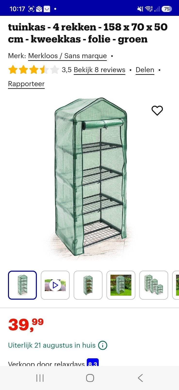 Kweektent met 4 rekken - 160x70x50 cm - groen, Ophalen, Zo goed als nieuw, Kweektent