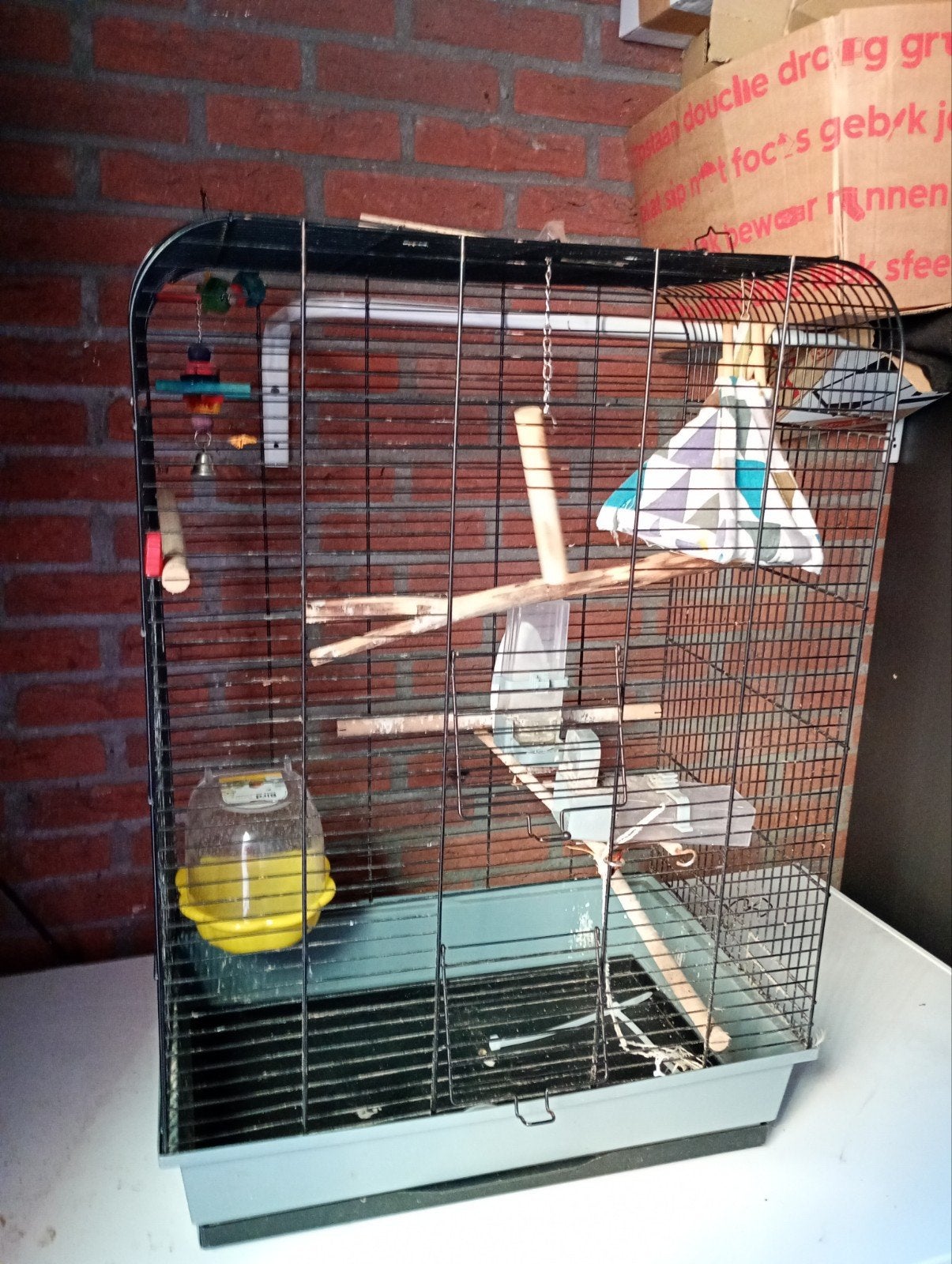grote vogelkooi en accessoires, schelpenzand, Ophalen, Metaal, Vogelkooi
