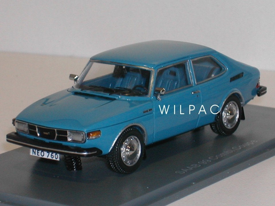 Neo . Saab 99 . Combi . Coupe 1975 middenblauw schaal 1:43 ., Ophalen of Verzenden, Nieuw, Auto, Overige merken
