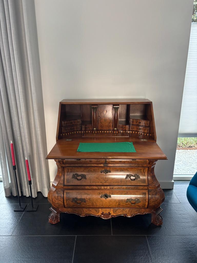 Antieke Secretaire Buikkast - Prachtig Wortelnoten Hout, Antiek en Kunst, Antiek | Overige Antiek, Ophalen