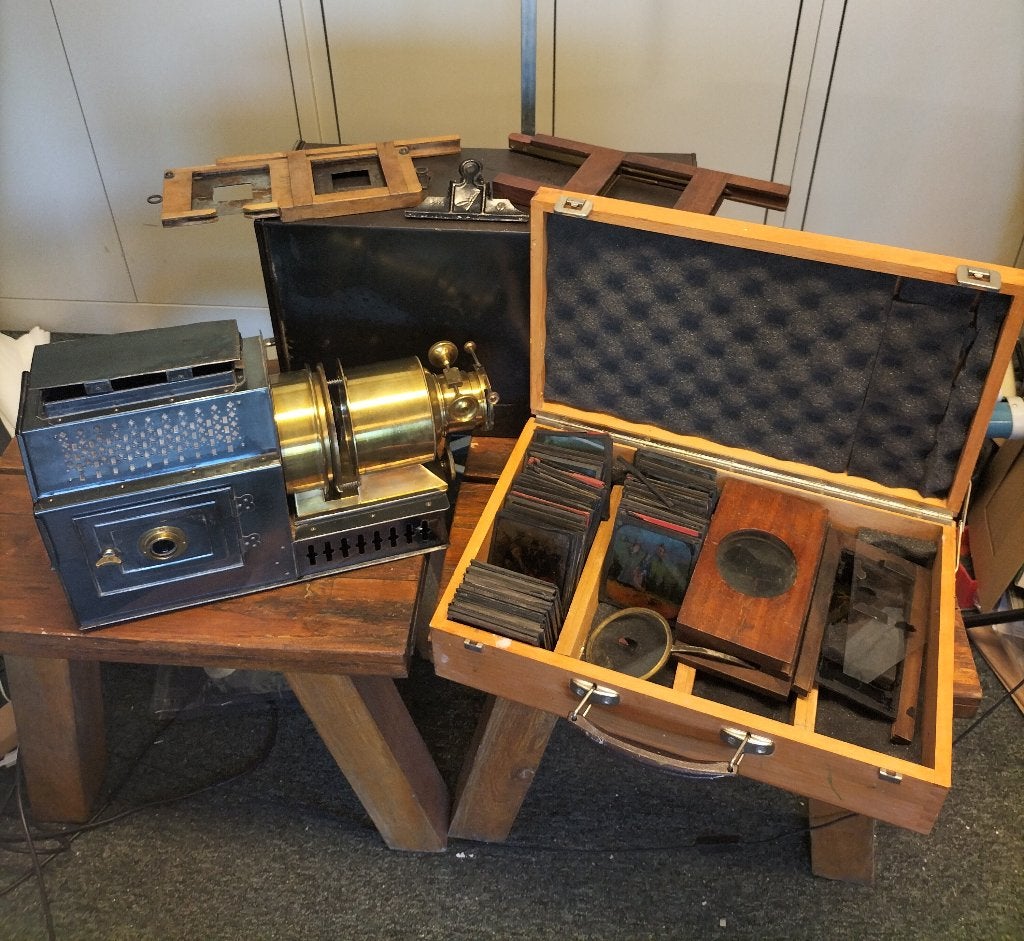 €350 1922 Twinlight Outfit Houghton-Butcher Magic Lantern, Ophalen of Verzenden, Gebruikt
