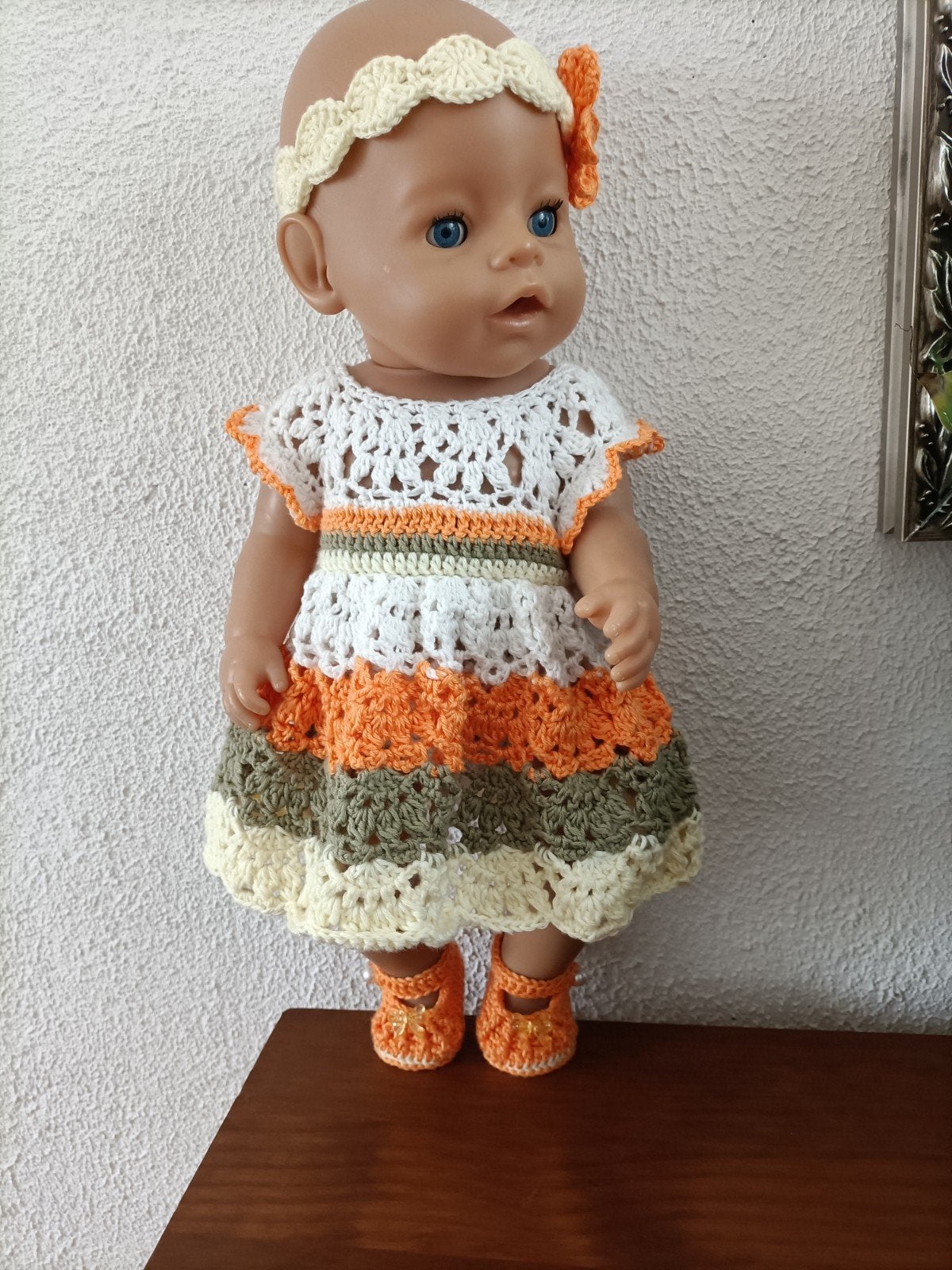 zelf gehaakte kleding setje voor pop, Ophalen of Verzenden, Nieuw, Babypop
