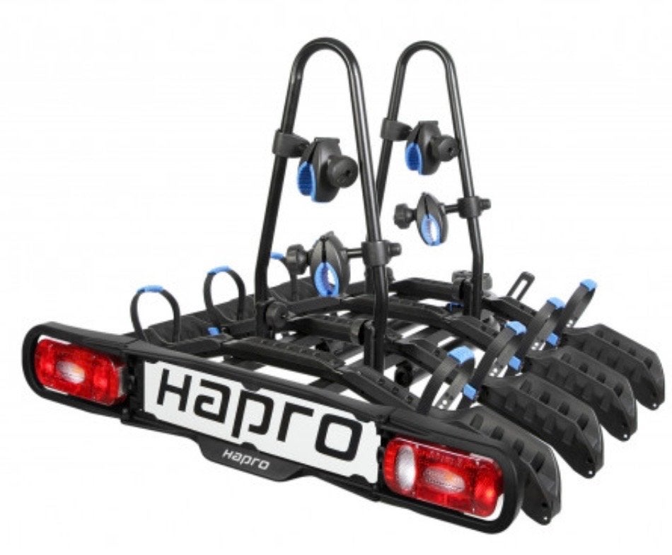 Hapro Atlas Active 4 fietsendrager - 13-polige stekker, Ophalen, 3 fietsen of meer, Zo goed als nieuw, Trekhaakdrager