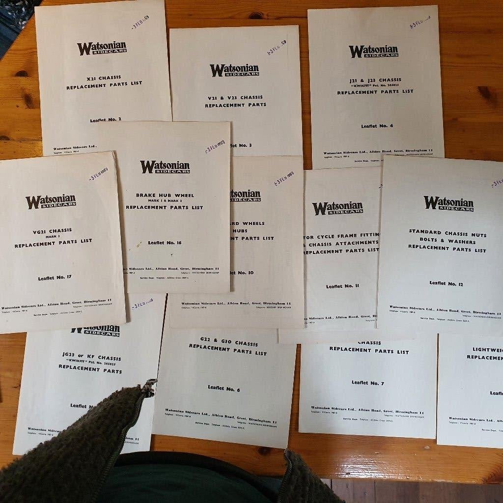Watsonian Sidecar Replacement part lists, Ophalen of Verzenden, Overige merken