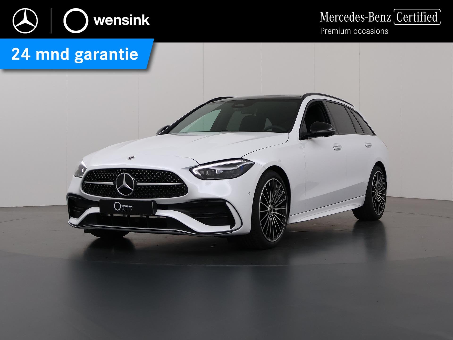 Mercedes-Benz C-klasse 180 Star Edition AMG Line | Panoramad, 4 cilinders, 1655 kg, Wit, 170 pk
