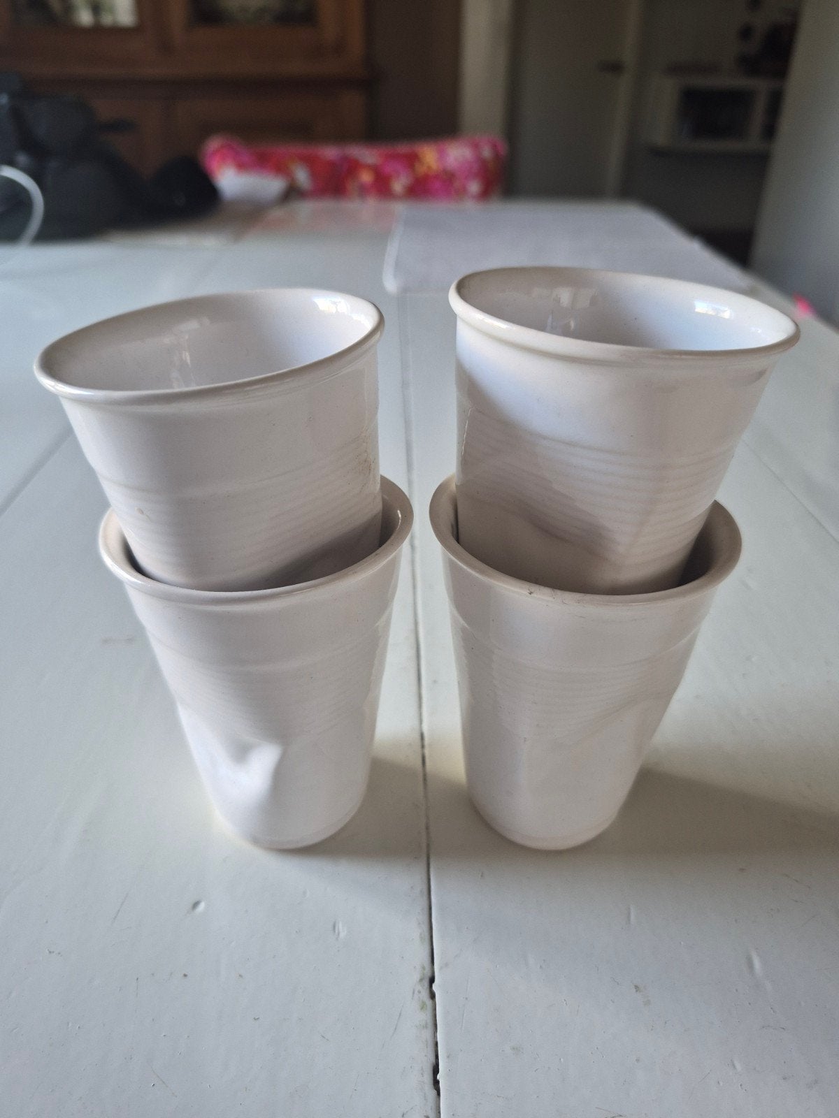4 design keramische 'gedeukte' bekers Rob Brandt, Ophalen of Verzenden