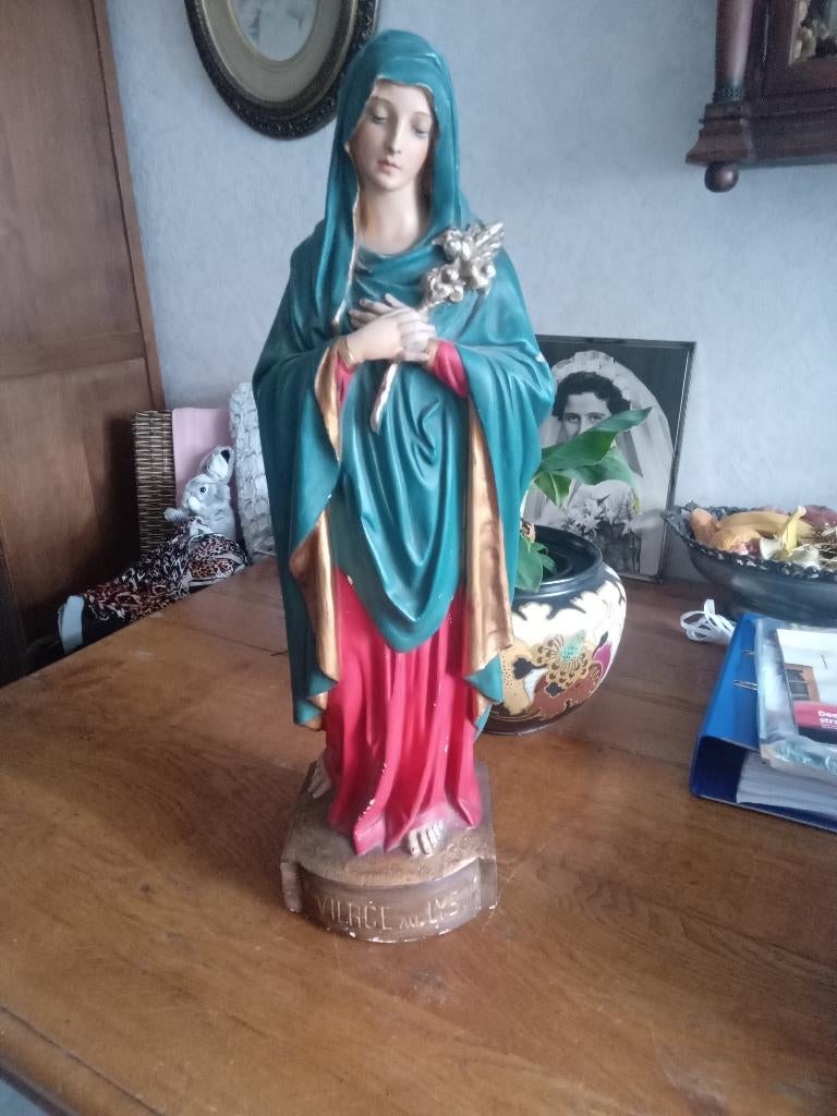 Prachtige grotere Maria VIERGE au LYS, Antiek en Kunst, Antiek | Religie, Ophalen of Verzenden