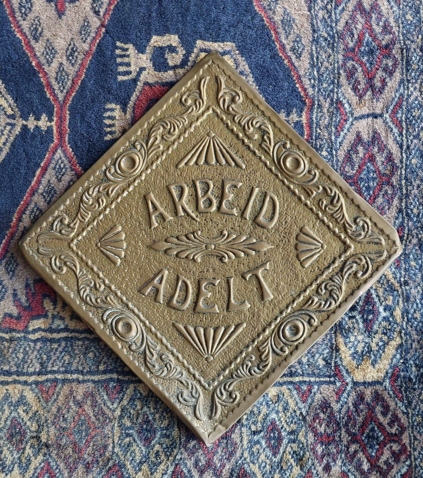 antieke spreukenborden messing art nouveau, Ophalen of Verzenden