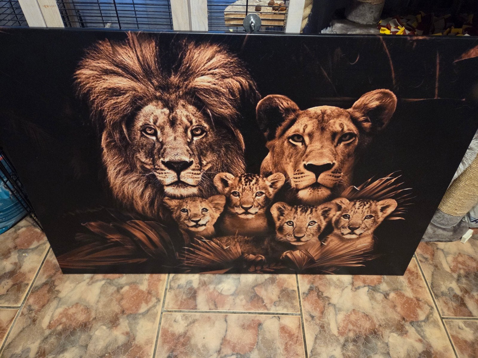 Canvas Schilderij Leeuwenfamilie 120x80 cm, Ophalen