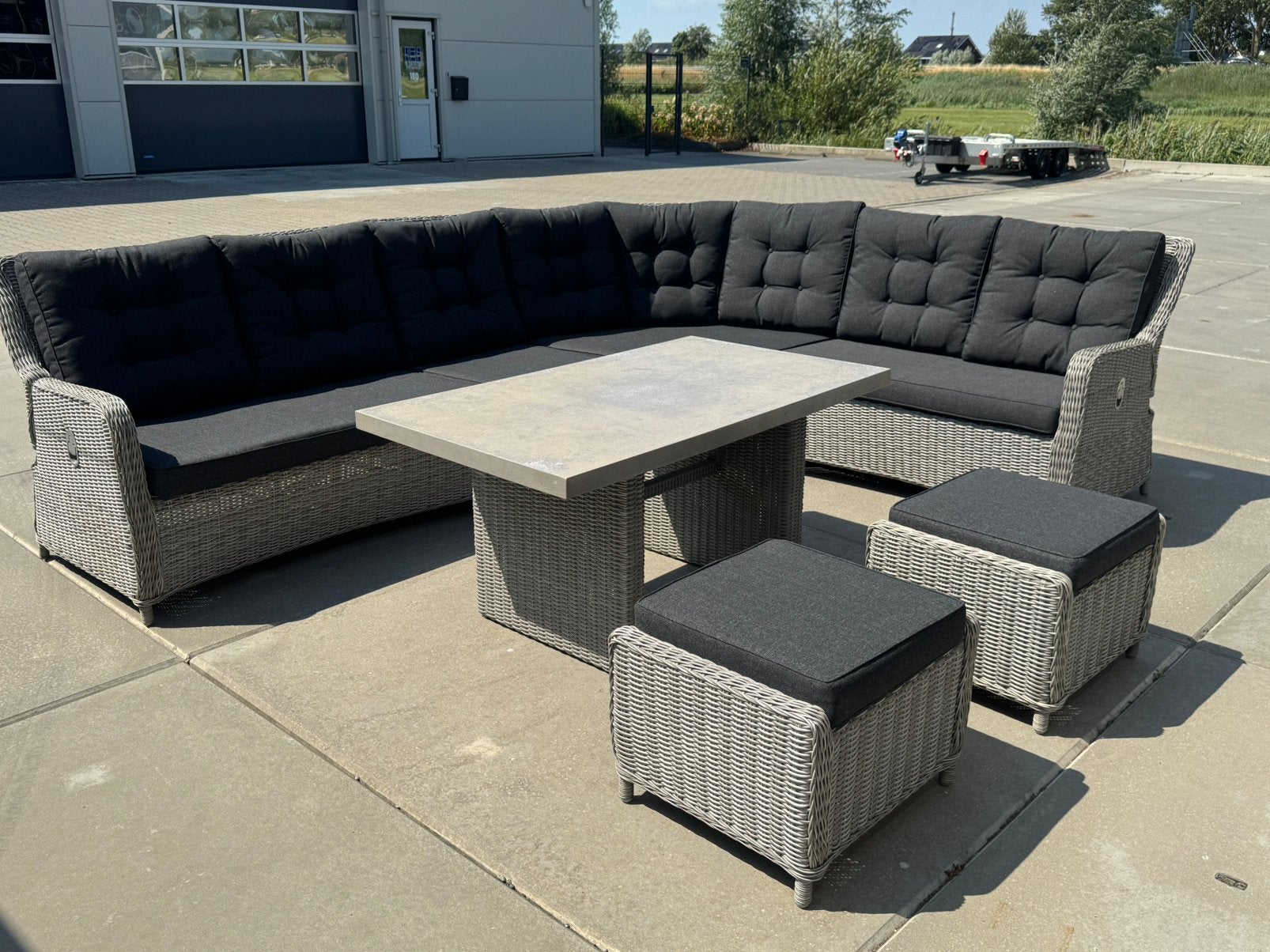 Diningset verstelbaar, Tuin en Terras, Tuinsets en Loungesets, Ophalen, Zo goed als nieuw, Wicker