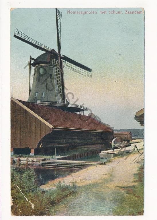 Zaandam - Houtzaagmolen met schuur [003-6175, Verzenden, Voor 1920, Gelopen, Noord-Holland