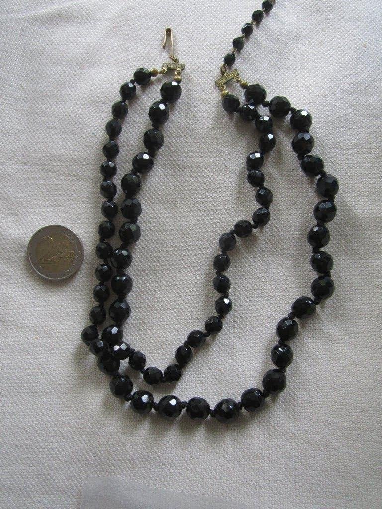 33.Schitterende oude ketting, French jet, AUSTRIA,  38/44 cm, Sieraden, Tassen en Uiterlijk, Ophalen, Overige materialen, Ketting