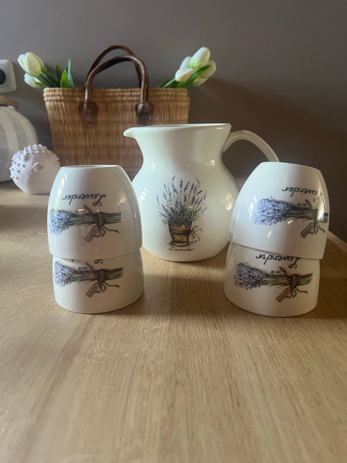 Jet by Ter Steege Lavendel Kan met 4 Kopjes, Ophalen, Kan, Keramiek, Landelijk/Boerenbont
