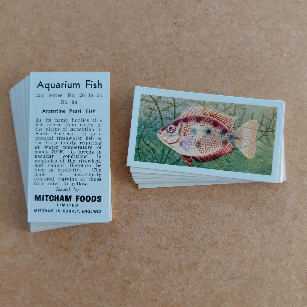Aquarium Fish 2nd series complete set 25 trade cards 1957, Ophalen, Gebruikt