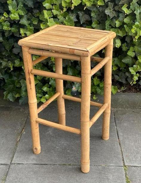 Vintage Bamboe Krukje Plantentafeltje Rotan Bijzettafeltje, Huis en Inrichting, Woonaccessoires | Overige, Ophalen, Zo goed als nieuw