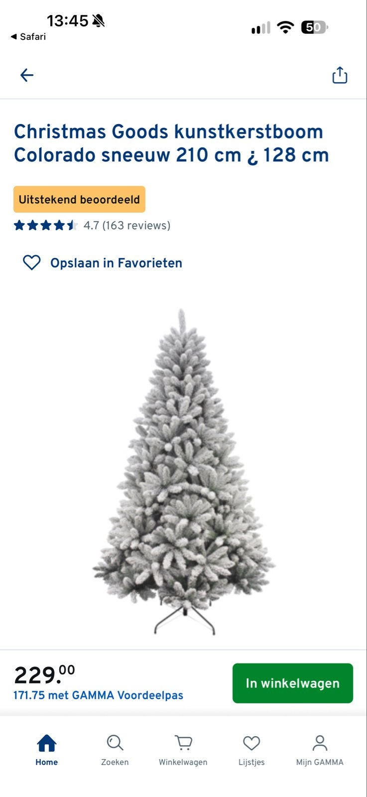 Kerstboom 210cm nieuw in doos, Ophalen, Zo goed als nieuw