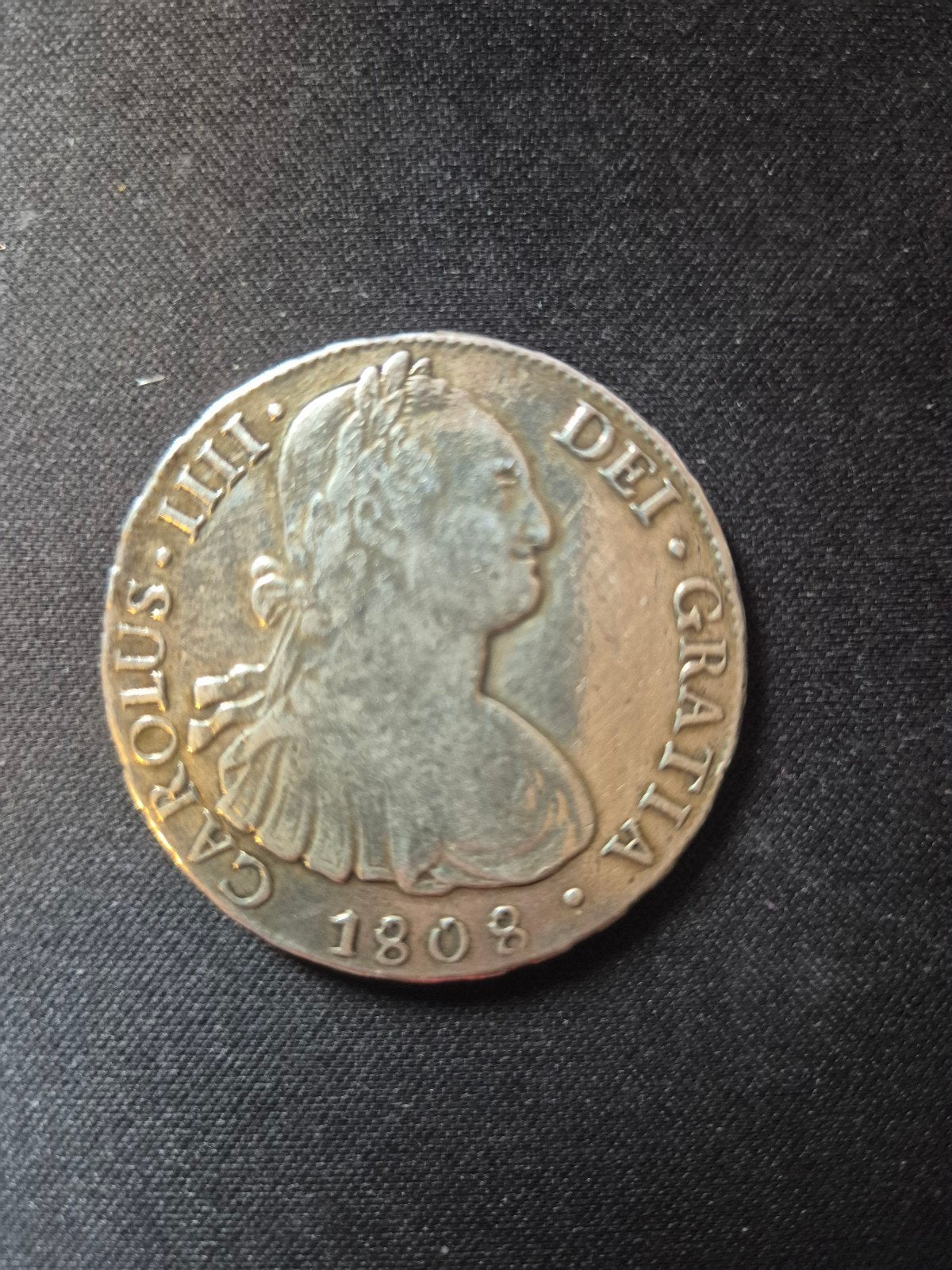 Zilveren Spaanse 8 Reales munt, Carolus IIII, 1808, Ophalen of Verzenden, Zuid-Azië, Losse munt, Zilver