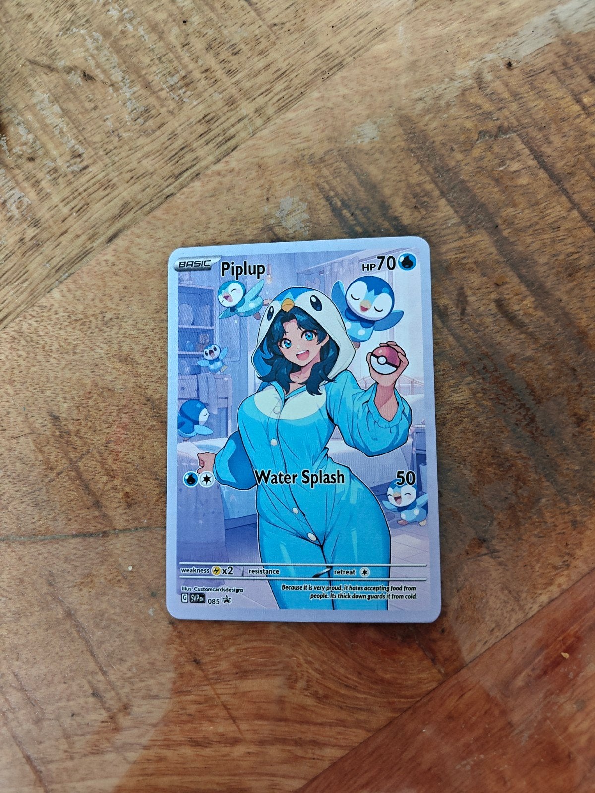 Custom made Piplup Pokémon fan art kaart, Ophalen of Verzenden, Nieuw, Losse kaart