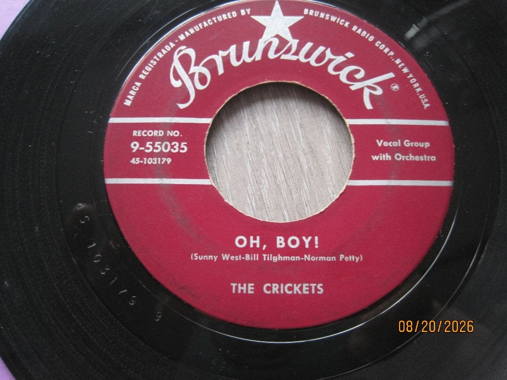 The Crickets (buddy holly)  -  Oh, boy, 7 inch, Ophalen of Verzenden, Zo goed als nieuw, Overige typen