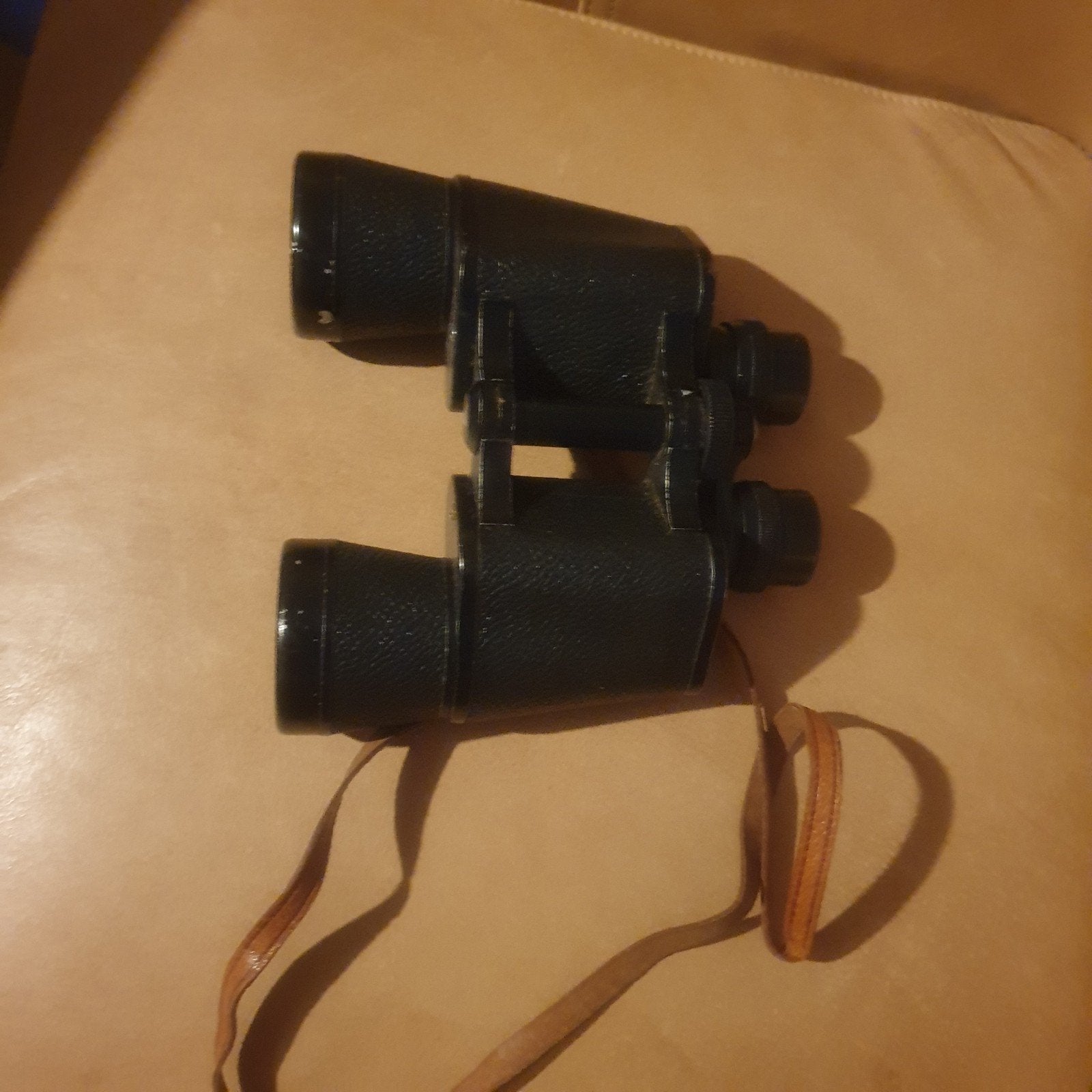Vintage verrekijker 7x50 met leren tasje, Gebruikt, Minder dan 8x, Met hoes of tas, Porro (met knik)