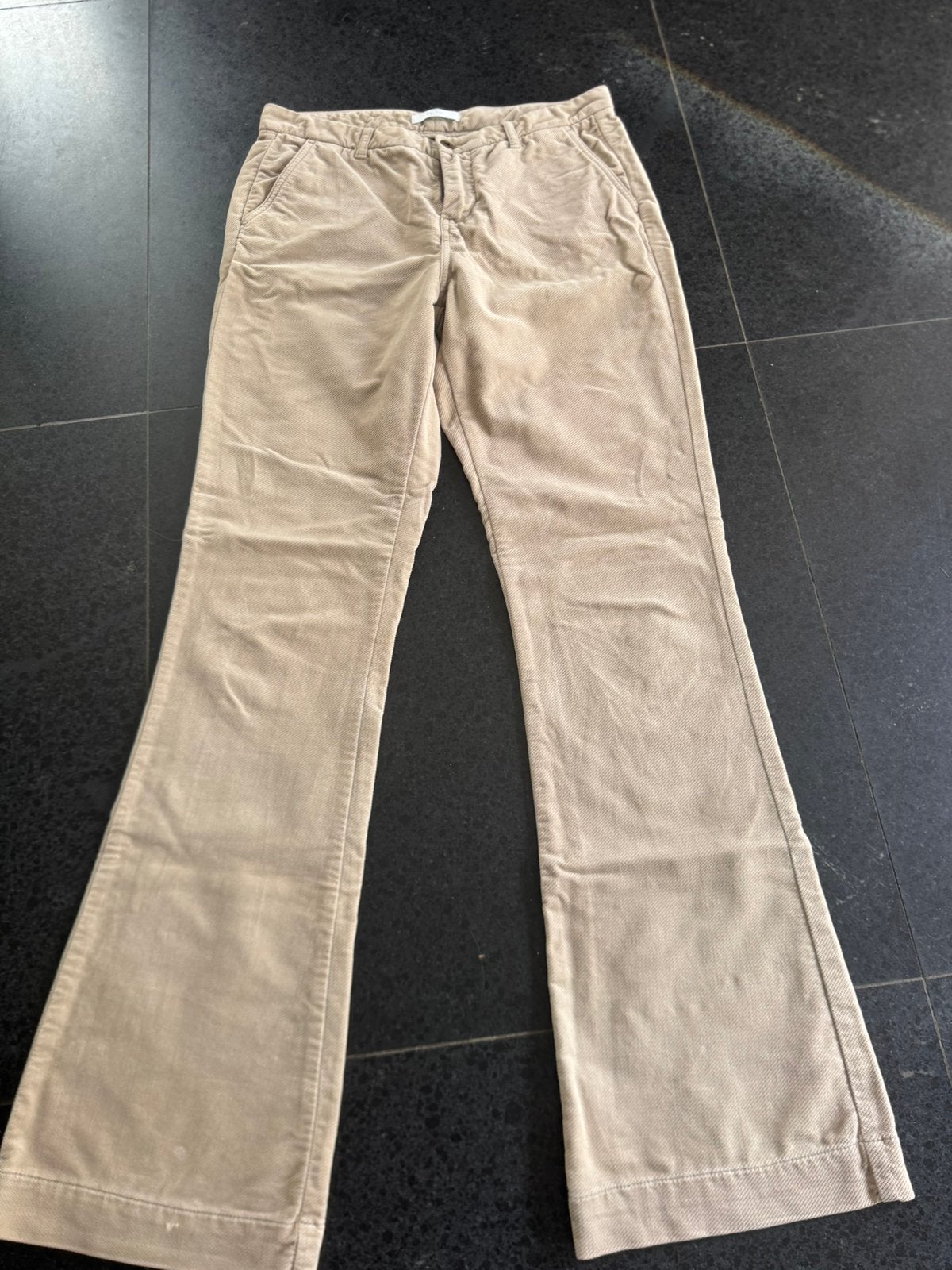 Zgan By bar velvet flared broek mt 38, Beige, Zo goed als nieuw, Lang, Ophalen