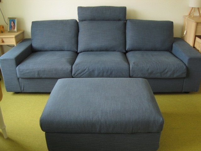 IKEA: VIMLE 3-zitsbank, 1 hoofdsteun, VIMLE voetenbank!, Ophalen, Zo goed als nieuw, Rechthoekig, 125 cm of meer