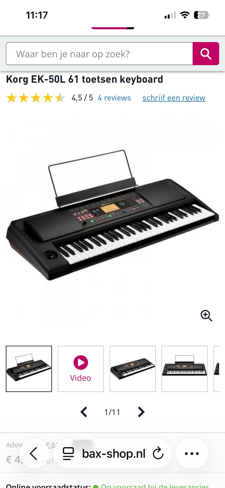 Korg EK-50 Limetless keyboard, Ophalen, 61 toetsen, Korg