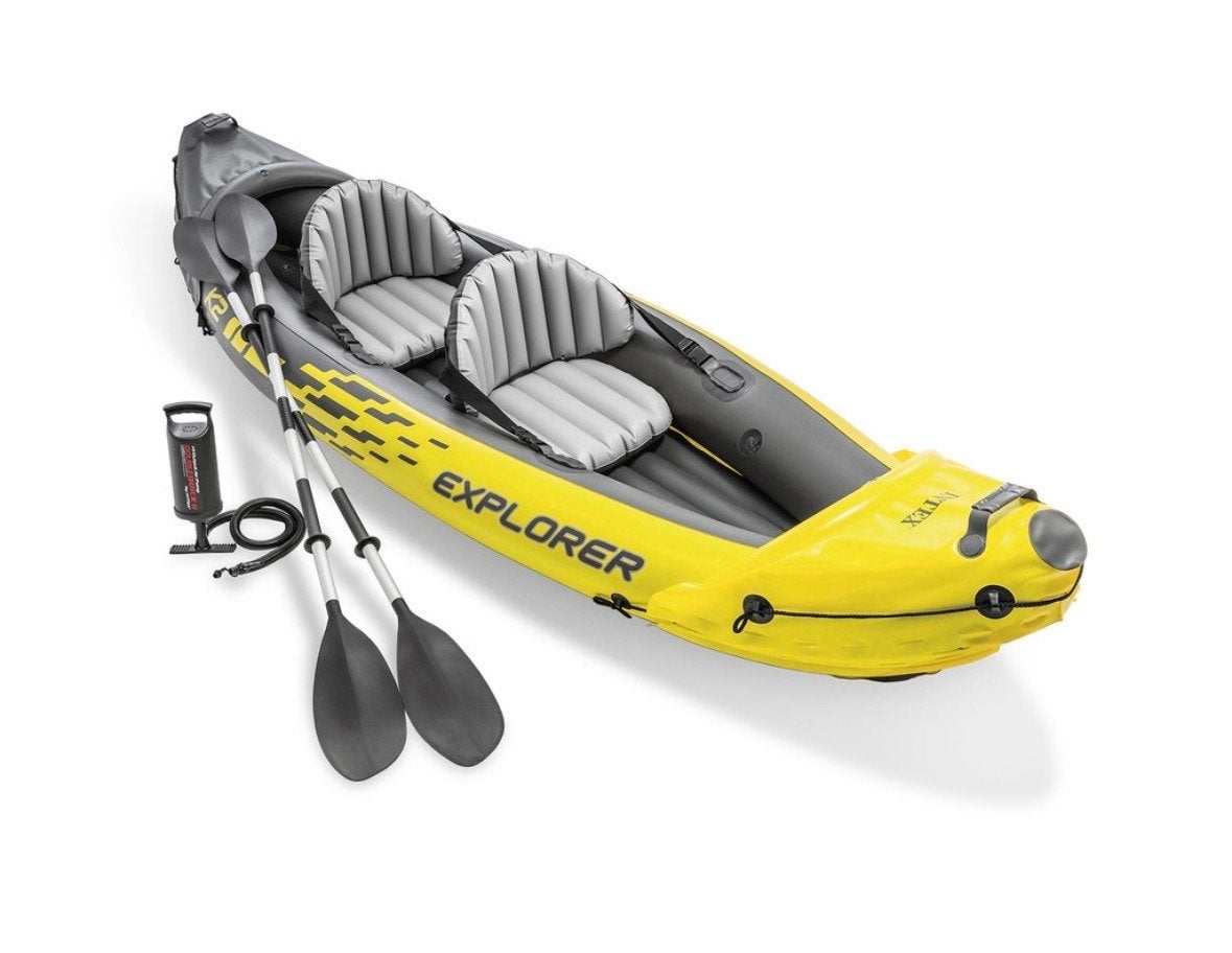 Intex Explorer K2 opblaasbare kajak met peddels en pomp, Ophalen of Verzenden, Opblaasbaar, Zo goed als nieuw, 2-persoons