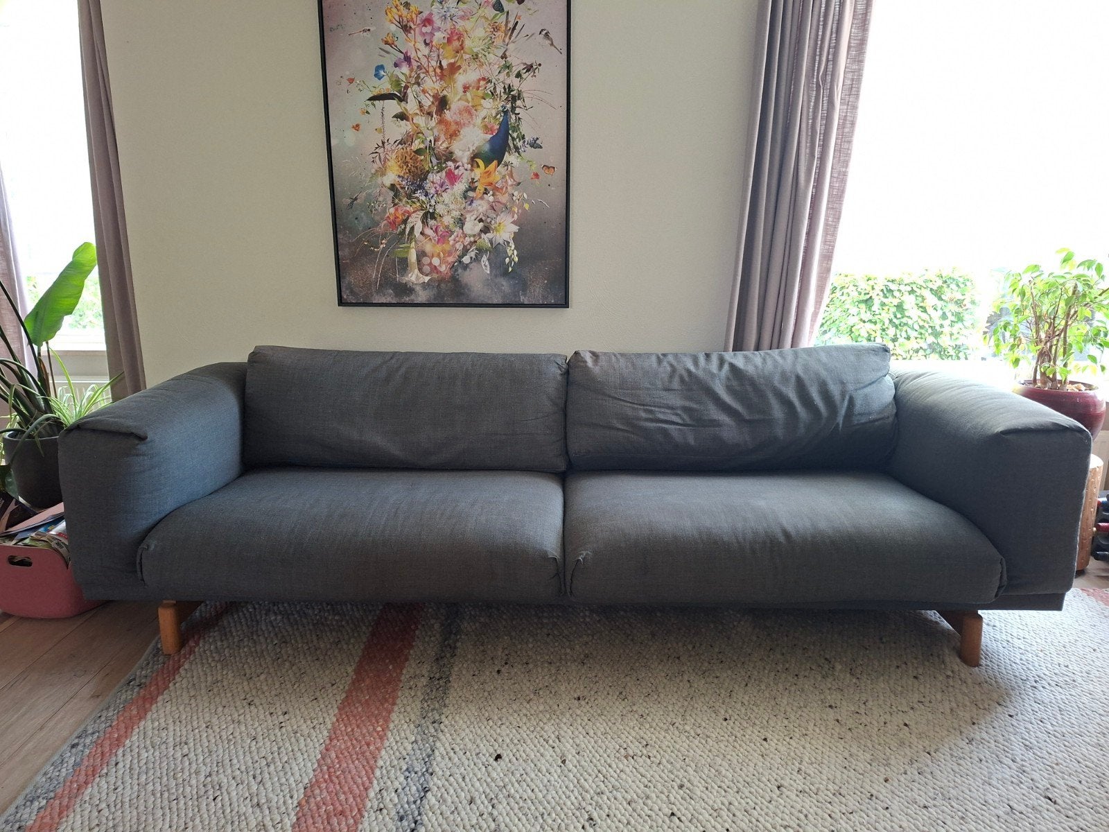 Muuto Rest Bank - Comfortabele 3-zitsbank in donkergrijs, Ophalen, 250 tot 300 cm, Gebruikt, Modern, Scandinavisch