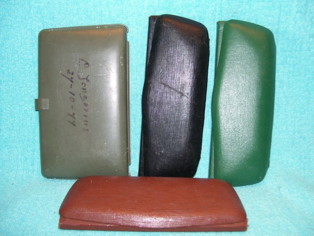 4 gasmaskerbrilkokers, gevechtsbril NBC, Verzamelen, Ophalen of Verzenden, Landmacht, Nederland, Overige typen