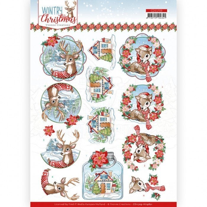 Yvonne Creations Wintry Christmas 3D knipvel A4 CD11709, Kerst, ., Nieuw, Ophalen of Verzenden