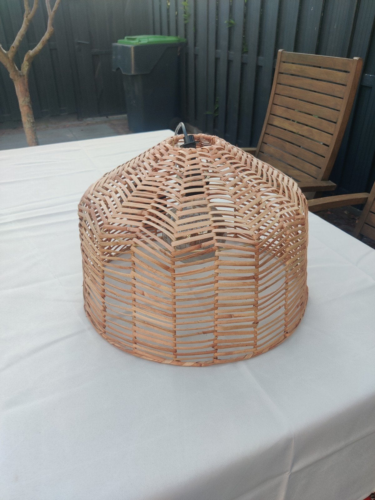 Rotan hanglamp met gloeilamp, Zo goed als nieuw, Minder dan 50 cm, Hout, Ophalen