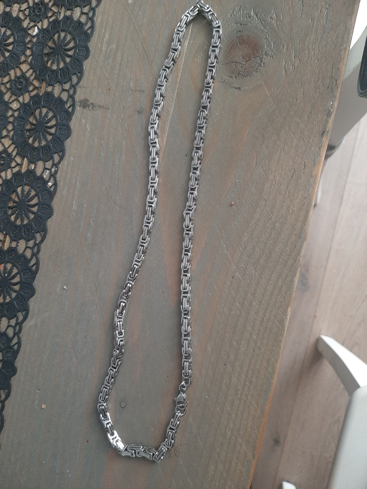 58 cm Heren Koningsketting Edelstaal, Ophalen, Nieuw, Zilver, Overige materialen