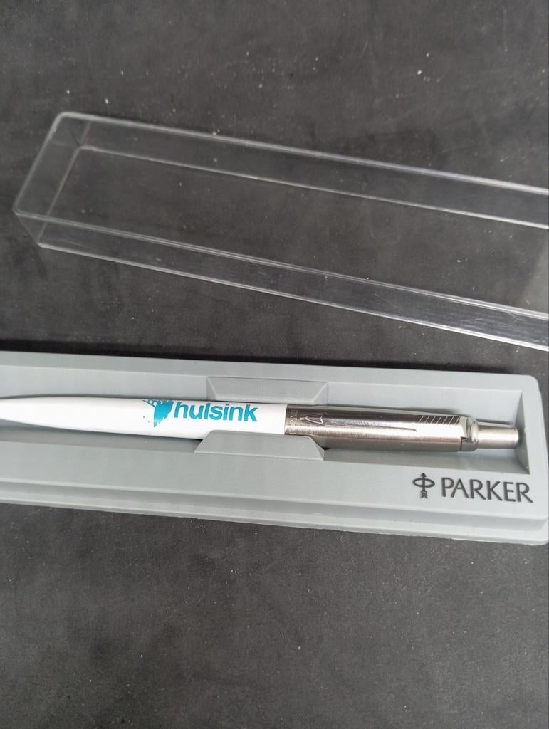 Parker Jotter Balpen Wit met Hulsink logo, Verzamelen, Pennenverzamelingen, Nieuw, Ophalen of Verzenden, Met reclame, Parker