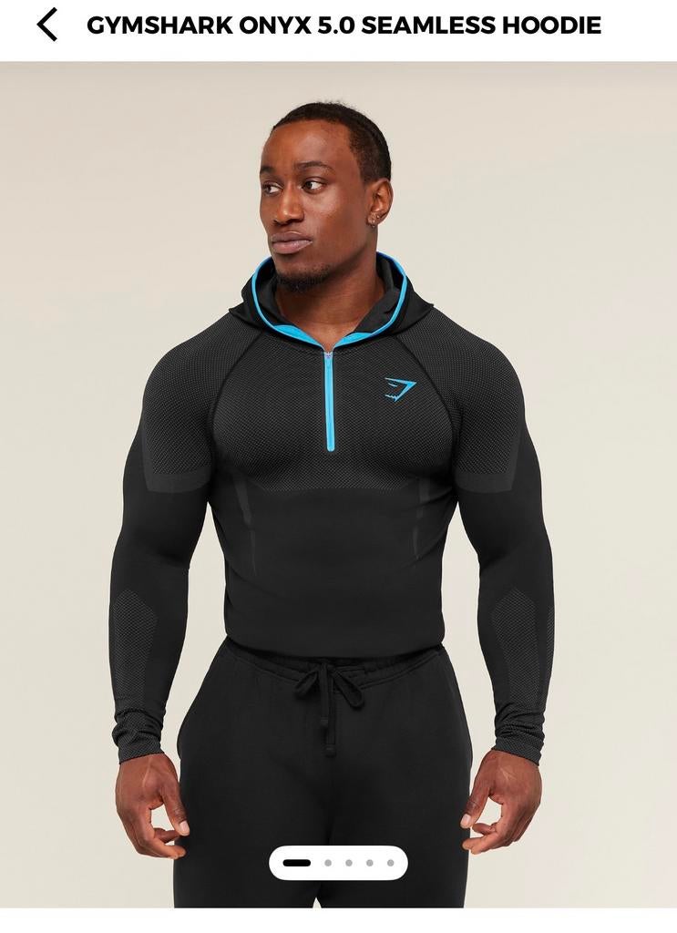Gymshark Onyx 5.0 Seamless - Hoodie - L, Maat 52/54 (L), Fitness, Zwart, Nieuw