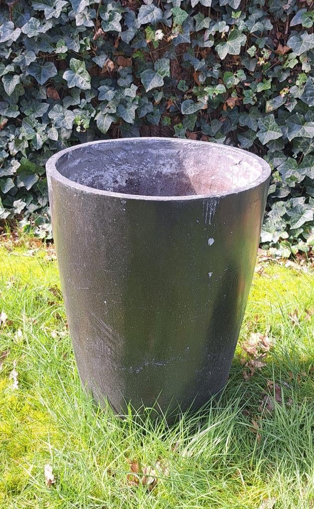 Bloempot terrazzo steen zwart conisch plant tuin, Ophalen, Steen, Minder dan 30 cm, Rond