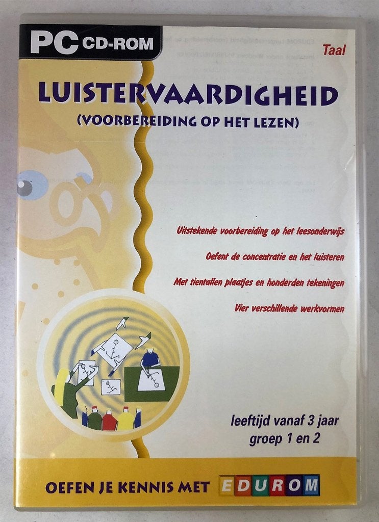 PC CD-ROM Luistervaardigheid - EDUROM groep 1 en 2 Taal, Puzzel en Educatief, 1 speler, Ophalen of Verzenden, Zo goed als nieuw