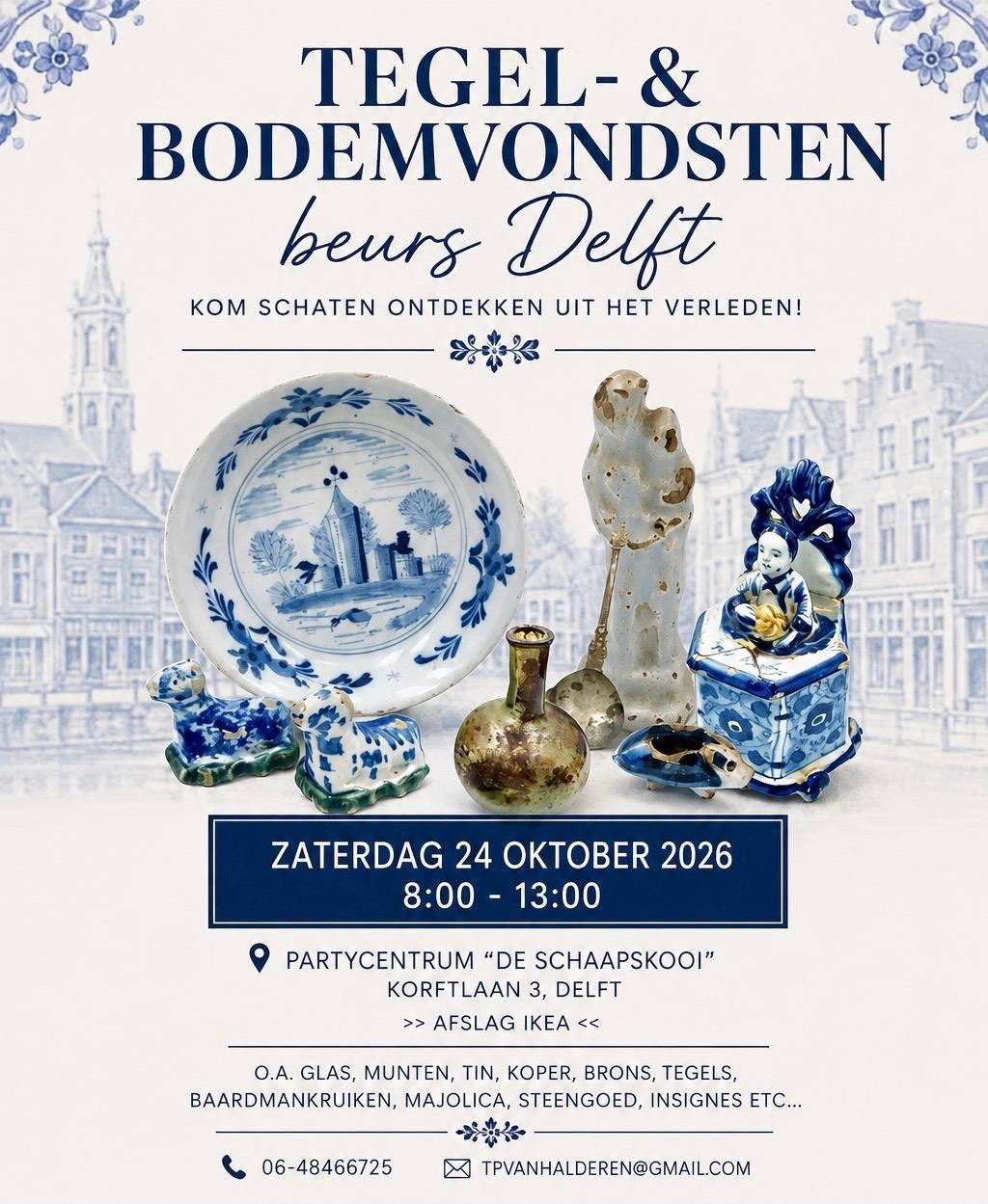 Tegel en bodemvondstenbeurs in Delft!, Antiek en Kunst, Ophalen of Verzenden